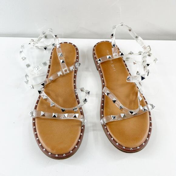 Madden Girl Fairway Ankle Wrap Gladiator Rockstud Sandals Brown 6.5 - Picture 3 of 8